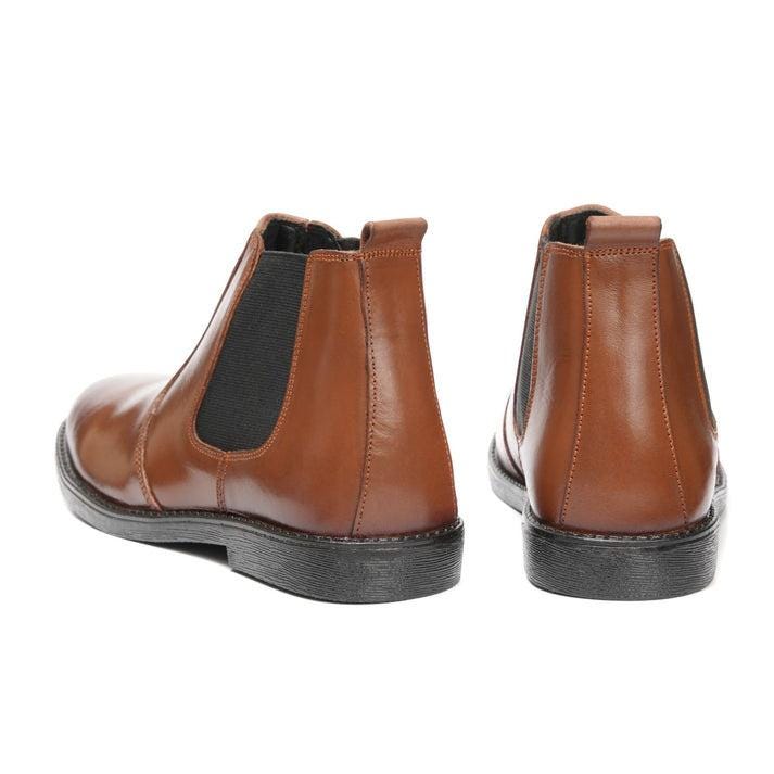 Tan Leather Chelsea Boots Men's Polished Slipon Dress