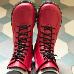 Winter Black Leather Boots Women Handmade Anatomical Lace
